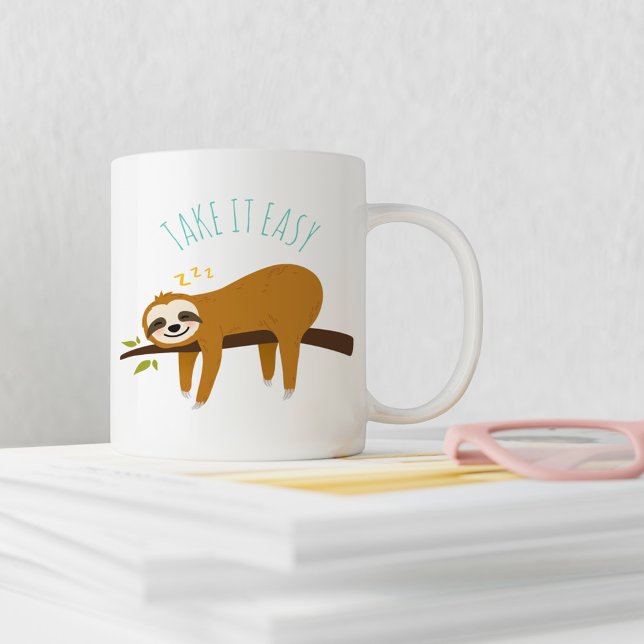 Sweet Napping Sloth "Take It Easy" Kaffeetasse (Von Creator hochgeladen)