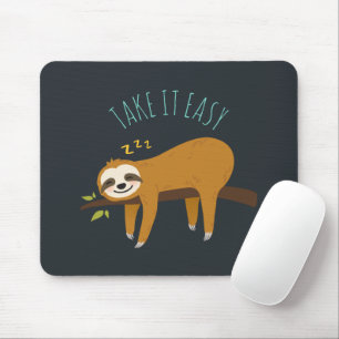 Sweet Napping Sloth "Take It Easy" Mousepad