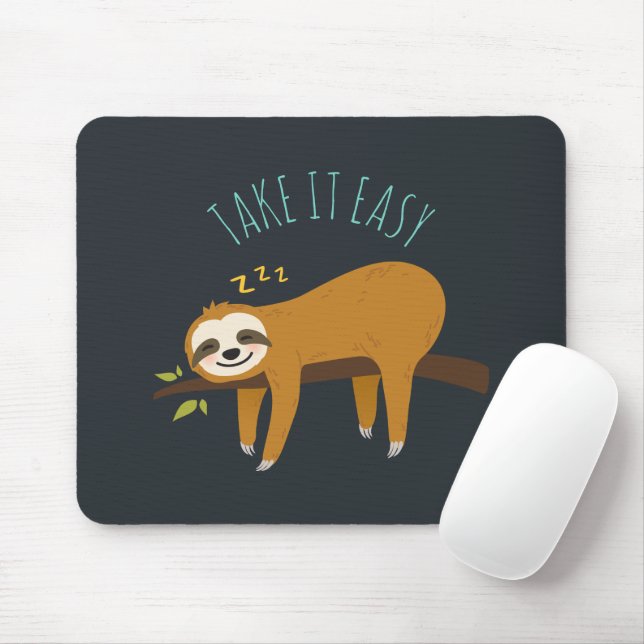 Sweet Napping Sloth "Take It Easy" Mousepad (Mit Mouse)