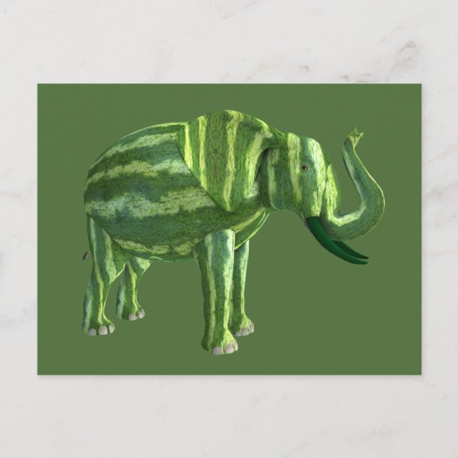 Sweet National Watermelon Day Elephant Postkarte (Vorderseite)