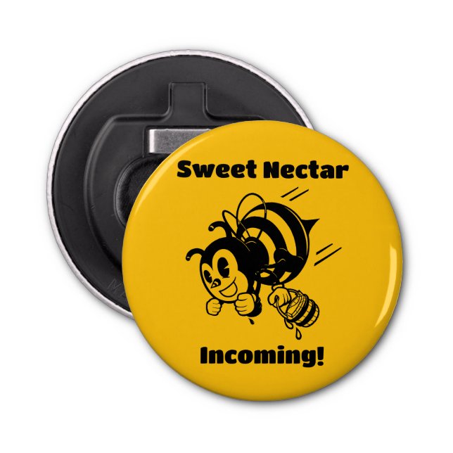 Sweet Nectar Incoming! Busy Beckets Cartoon Flaschenöffner (Vorderseite)