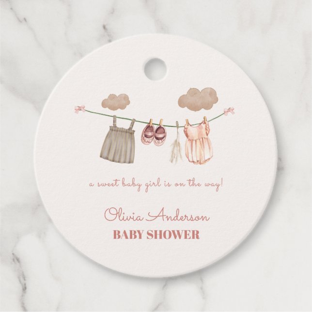 Sweet Neutral Pink Boho Baby Girl Clothes Dusche Geschenkanhänger (Vorderseite)