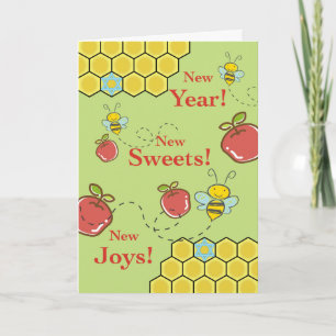 Sweet New Year, Rosh Hashanah, Apples and Bees Karte