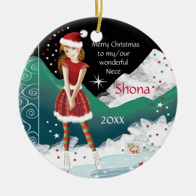 Sweet Niece, Young Tee Skater, Weihnachten Keramik Ornament (Vorne)