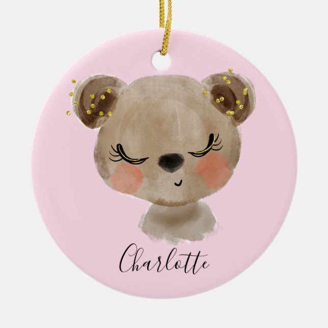 Sweet Niedlich Girly Pastel Blush Pink Baby Brown  Keramik Ornament (Vorne)