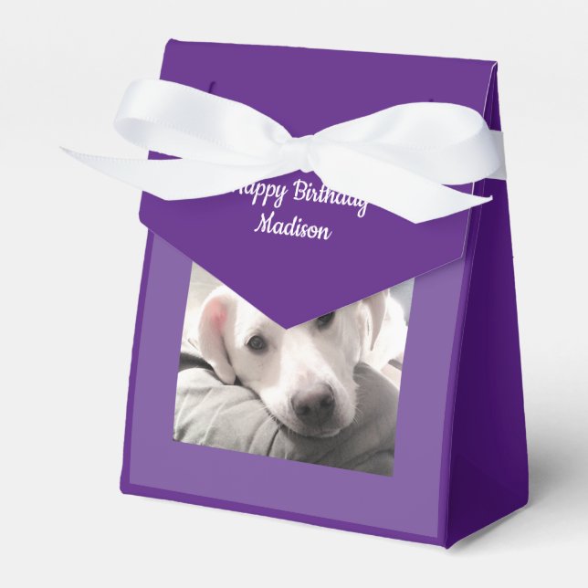 Sweet Niedlich Labrador Retriever Dog Lila Geburts Geschenkschachtel (Vorderseite)