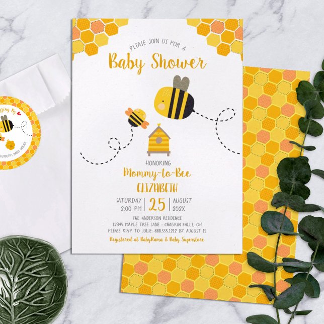 Sweet Niedlich Mommy to Bee Bumblebee Babydusche Einladung (Von Creator hochgeladen)