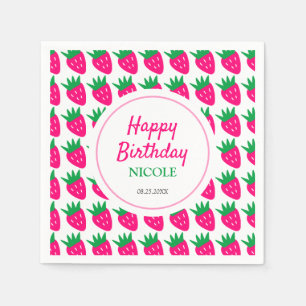 Sweet Niedlich Strawberry Pink Geburtstag Serviette