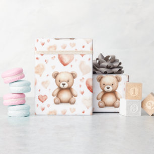 Sweet Niedlich Teddy Bear Heart Baby Shower Geschenkpapier