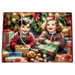 Sweet Nostalgic Children on Christmas to und from Große Geschenktüte