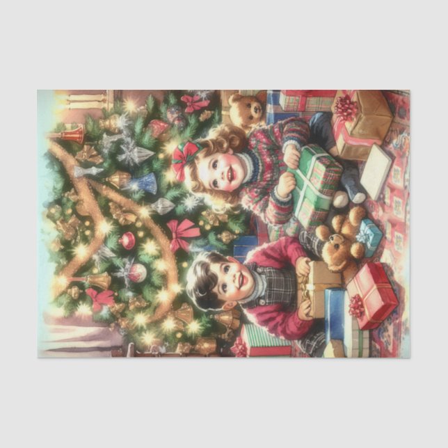 Sweet Nostalgic Children on Christmas to und from Seidenpapier (Vorderseite)