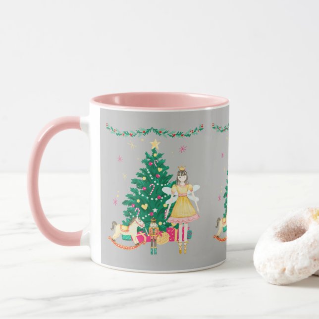 Sweet Nutcracker Ballerina Wasserfarbe Weihnachten Tasse (Mit Donut)