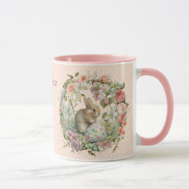 Sweet Oaster Bunny in Spring Blumen Name hinzufüge Tasse