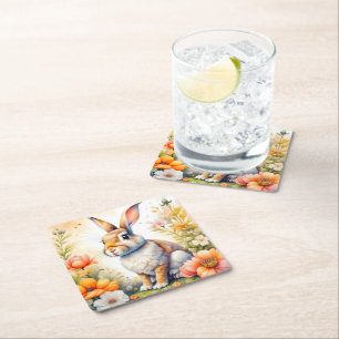 Sweet Oaster Segen Vintag Bunny Rabbit Rechteckiger Pappuntersetzer