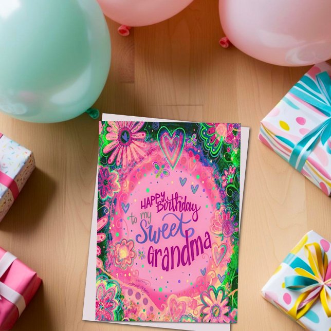 Sweet Oma Birthday Floral Pink Hübsch Karte (Von Creator hochgeladen)