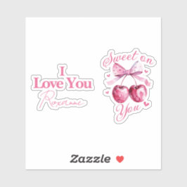 Sweet on you" Anpassbare Kirsche-Themed Aufkleber