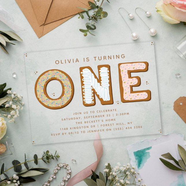 Sweet ONE 1. Geburtstag Acryleinladungen (Von Creator hochgeladen)