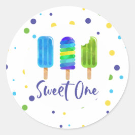 Sweet One 1. Geburtstag blauer Pop Runder Aufkleber