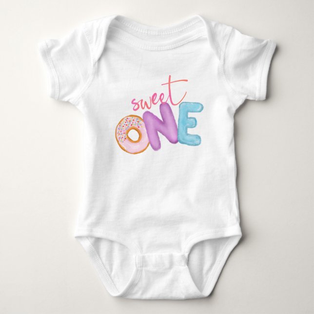 Sweet One Birthday Girl Donut Thema Niedlich Ba Baby Strampler (Vorderseite)