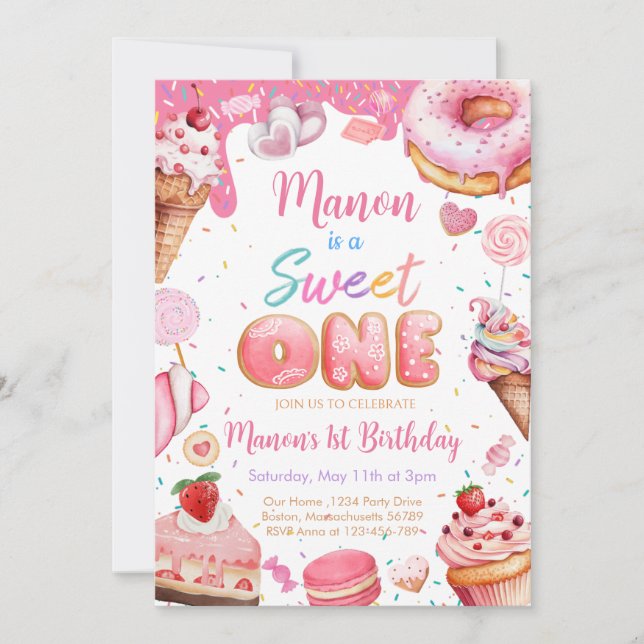 Sweet One Birthday Girl Einladung (Vorderseite)