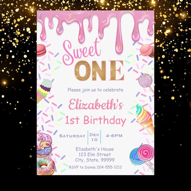 Sweet One Birthday Invitation pour fille (Créateur téléchargé)