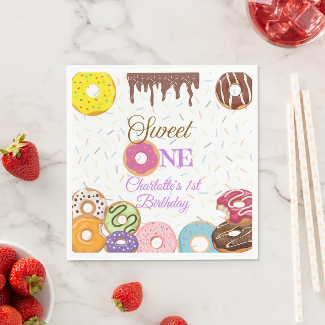 Sweet One Birthday Party Napkins | Anpassen Serviette (Beispiel)