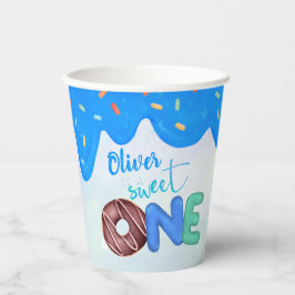 Sweet One Blue Zuckerguss Junge zum ersten Geburts Pappbecher