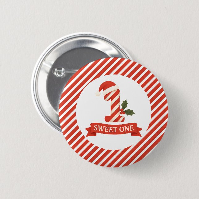 Sweet One Christmas Erster Geburtstag Button (Vorne & Hinten)