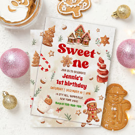 Sweet One Christmas Gingerbrot House Geburtstag Einladung
