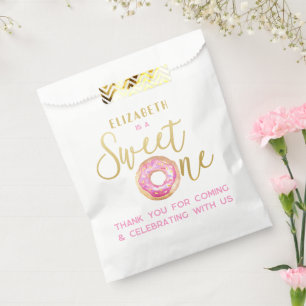 Sweet One Donut 1. Geburtstag Pink Gold Leckerei Geschenktütchen