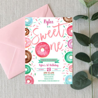 Sweet One Donut 1. Geburtstagsfeier Party Einladun Einladung