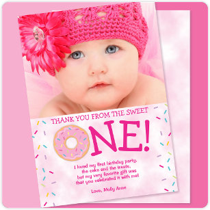 Sweet ONE Donut 1. Geburtstagskarte Danke-Karte Dankeskarte