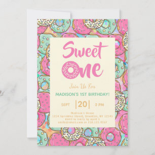 Sweet One Donut 1er Anniversaire Fête Invitation