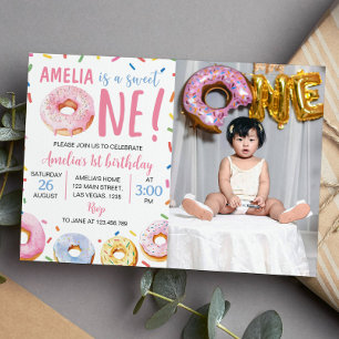 Sweet One Donut 1er Invitation anniversaire