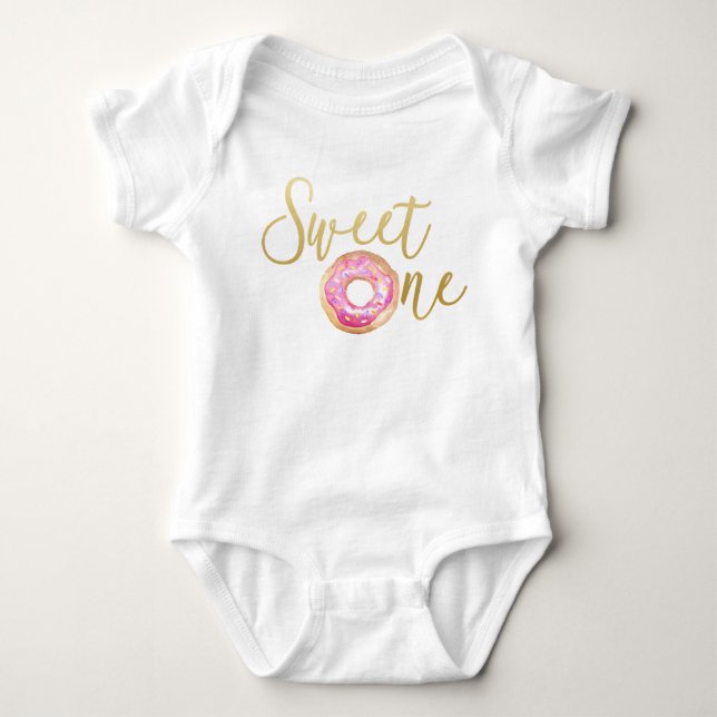 Sweet One Donut 1st Birthday Girl Outfit Baby Strampler (Vorderseite)