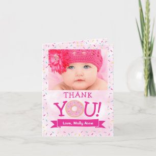 Sweet ONE Donut Anniversaire fille Carte de remerc