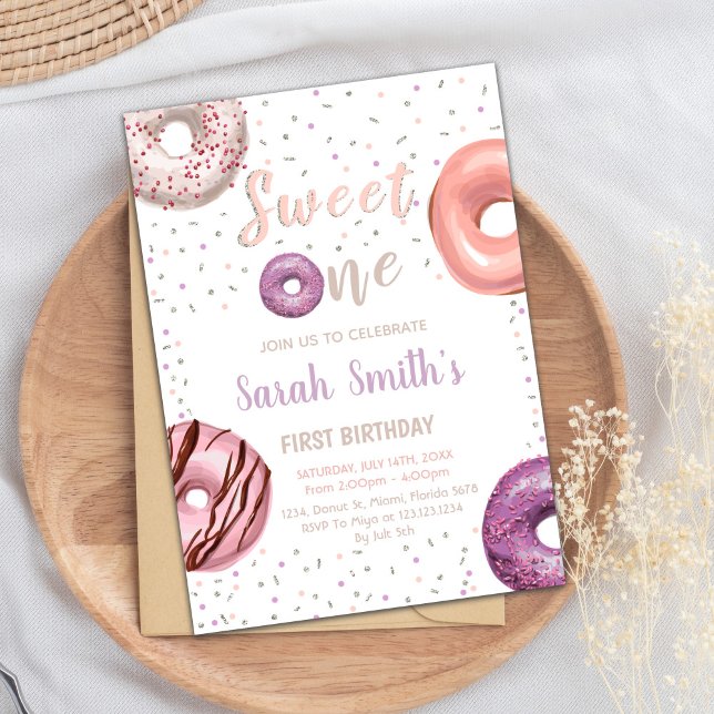 Sweet One Donut Birthday Einladungen (Sweet One Donut Birthday Invitations)