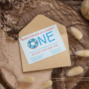 Sweet One Donut Boy 1. Geburtstag Einladung