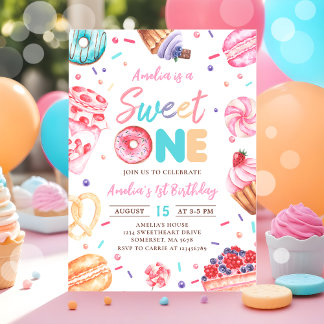 Sweet One Donut Candy 1. Geburtstag Einladung