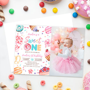 Sweet One Donut Candy 1. Geburtstag Foto Einladung