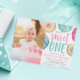 Sweet One   Donut First Birthday Party Foto Einladung