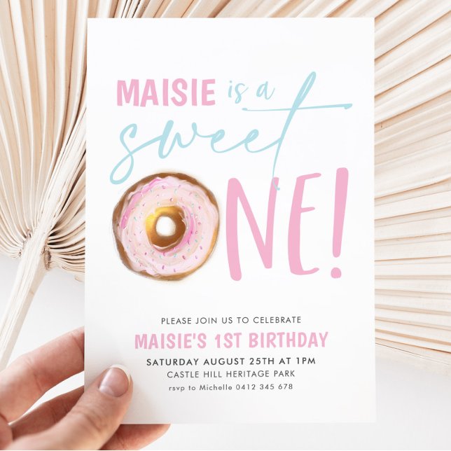 Sweet One Donut Girls 1. Geburtstag Party Einladung (Von Creator hochgeladen)