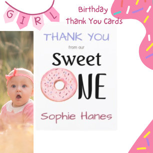 Sweet One Donut Girl's 1st Birthday Carte de remer