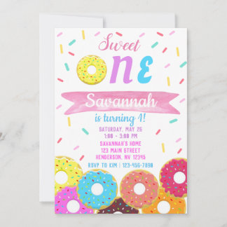 Sweet One Donut Invitation Anniversaire