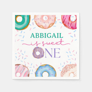 Sweet One Donut Pink Zuckerguss Girl's 1. Geburtst Serviette