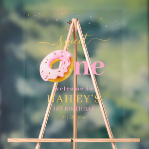 Sweet One Donuts Einladung Geburtstag, Rosa Donuts Acrylschild