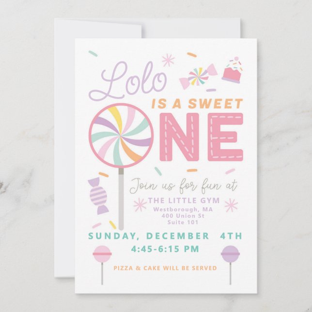 Sweet One First Birthday customizable Invitation (Devant)