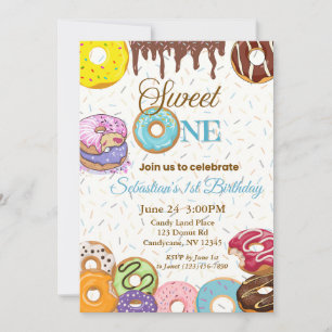 Sweet One First Birthday Invitation - Garçon