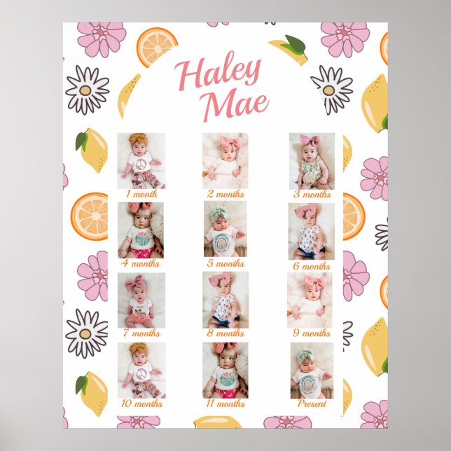 Sweet One First Birthday Monthly Fotos Poster (Vorne)