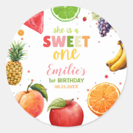 Sweet One Fruit 1. Geburtstag Bash, Summer Party Runder Aufkleber